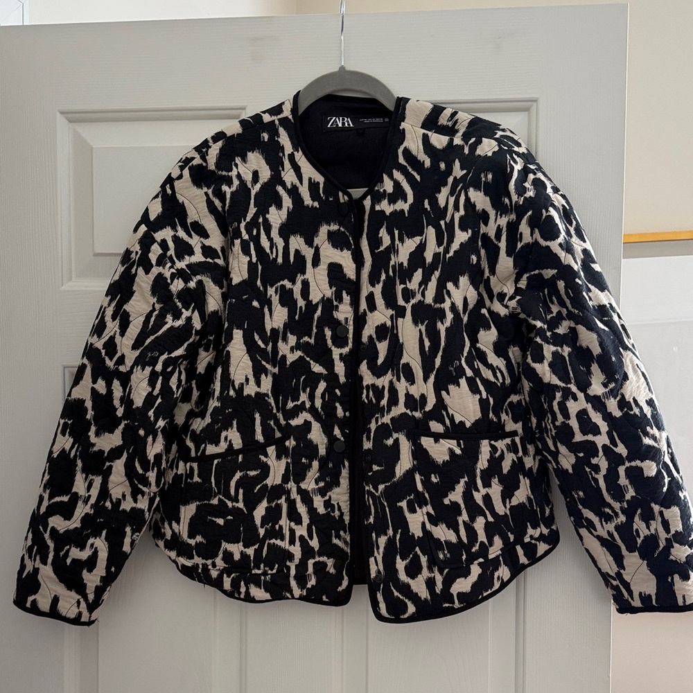Zara Monochrome Animal Print Jacket